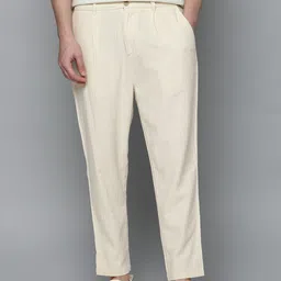 ether Kora Collection Men Off White Solid Pure Cotton Sustainable Trousers image 2