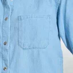 VIRGIO Light Blue Relaxed Fit Solid Shirt image 5