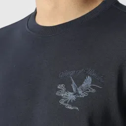 Van Heusen Navy Cotton Regular Fit Printed Sweatshirt image 4