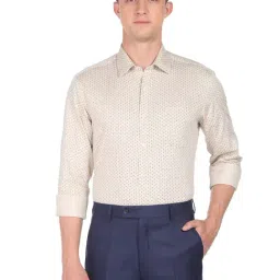 Arrow White Cotton Slim Fit Printed Shirt-picture-22