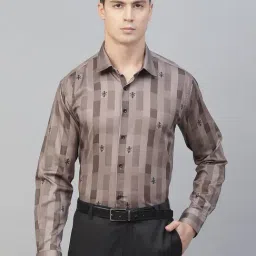ManQ Light Brown Cotton Regular Fit Checks Shirt-picture-16