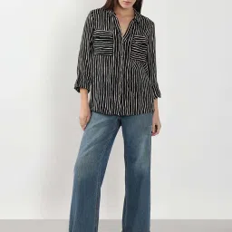 Vero Moda Black Regular Fit Striped Shirt image 5