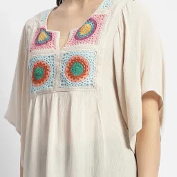 MADAME Beige Embroidered Top image 5