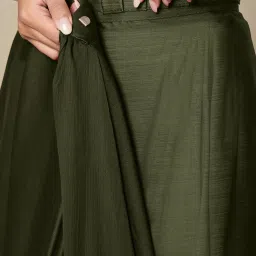 Saree Mall Olive Satin Embellished Saree with Blouse Piece image 5