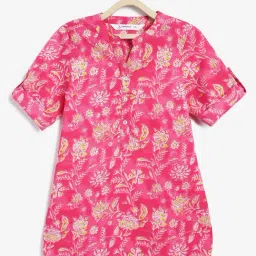 Campana Girls Magenta Cotton Floral Kurta-picture-18