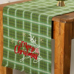 Ratan Cart Red & Green Checked Pure Cotton Rectangular Table Runner-picture-16
