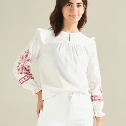 U.S. Polo Assn. White Embroidered Top-image-37