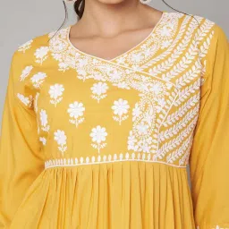 KOI SLEEPWEAR Yellow Embroidered Dress image 5