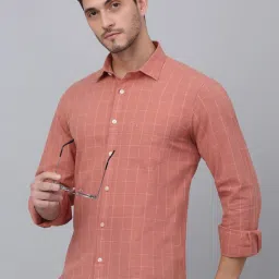 Cantabil Red Cotton Regular Fit Checks Shirt image 5