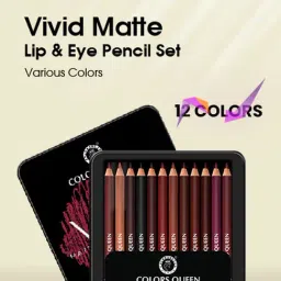 Colors Queen Vivid Matte Lip & Eye Pencil Multicolor (A) - Set of 12 image 3
