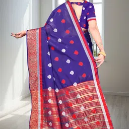 SHAIBO SAREE Woven Design Zari Silk Cotton Handloom Maheshwari Saree image 3