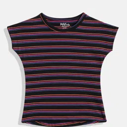METRO KIDS COMPANY Black & Orange Striped Extended Sleeves Top-picture-38