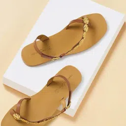 Forever Glam by Pantaloons Women's Gold Cross Strap Sandals-image-95