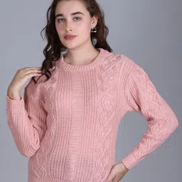 MONTREX Women Self Design Round Neck Pullover image 4