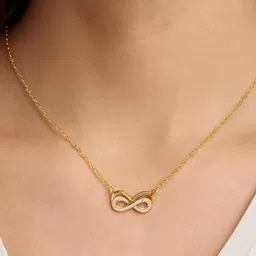 SALVE Stainless Steel Cubic Zirconia Studded Infinity Minimal Necklace image 2