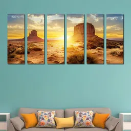999Store Brown & Yellow Set of 6 Sunset Wall Art-picture-22