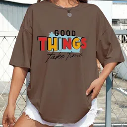 SZN Women Typography Printed Round Neck Cotton Oversized T-shirt-image-80