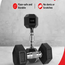PowerMax Fitness Hexagon Dumbbells 15kg Pair for Home and Gym Use image 3