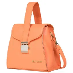 PELLE LUXUR Peach Textured Small Sling Handbag image 2