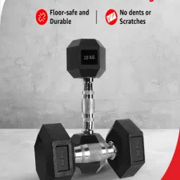 PowerMax Fitness Hexagon Dumbbells 20kg Pair for Home and Gym Use image 3