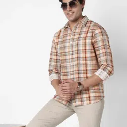 R&B Brown Cotton Regular Fit Checks Shirt image 5