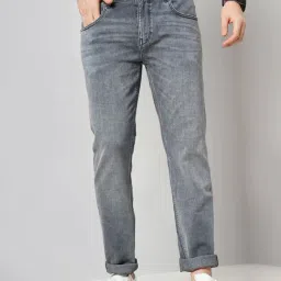 celio* Grey Straight Fit Heavily Washed Jeans-image-21