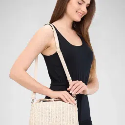 Caprese NEO Beige Textured Medium Shoulder Handbag-image-6