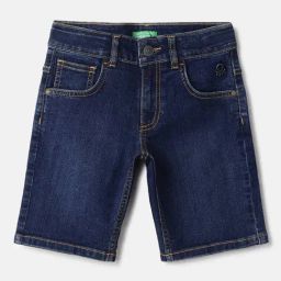 United Colors of Benetton Boys Blue Washed Shorts-picture-41