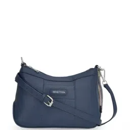 United Colors of Benetton Evelin Navy PU Solid Sling Handbag-image-92