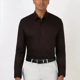 Peter England Brown Cotton Regular Fit Printed Shirt-image-10