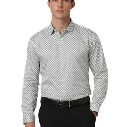 Van Heusen White Cotton Slim fit Geometric Shirts-image-49