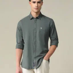 U.S. Polo Assn. Charcoal Slim Fit Cotton Shirt-picture-43