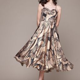 Label Ritu Kumar Printed Georgette Fit & Flare Midi Dress-picture-7