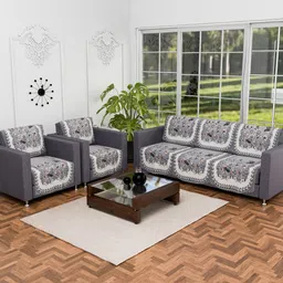 Myntra Elegant Homes White & Black Printed Polyester Sofa Cover-picture-37