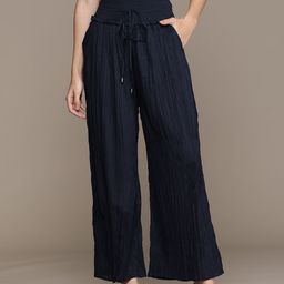 Label Ritu Kumar Women Navy Blue Loose Fit Trousers-picture-26