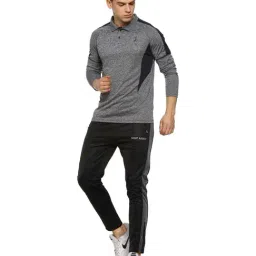 Campus Sutra Grey Regular Fit Self Pattern Polo T-Shirt image 5