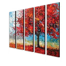 RANDOM Vinyl Red & Blue 5 Piece Floral and Botanical Canvas Wall Paintings image 3