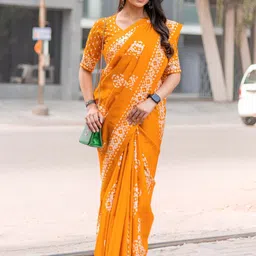 KALINI Batik Silk Blend Bagru Saree-image-37