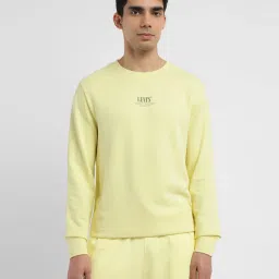 levi's Men's Solid Yellow Crew Neck Sweatshirt image 1