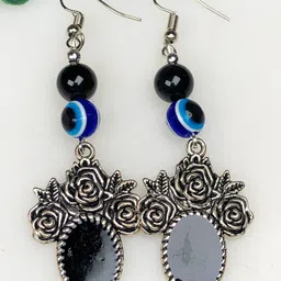 Zhupuk Silver-Plated Brass Crystals Drop Earrings-picture-32