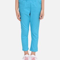 StyleStone Cotton Woven Solid Stretchable Jeggings -Turquoise Blue-picture-24