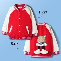 Mark & Mia Raglan Full Sleeves Bomber Jacket With Bunny Print & Applique - Red-picture-15