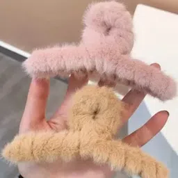 Axpro Women Set of 6 Plush Fur Grip T Shape Hair Claw Clip image 3