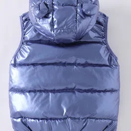 Kookie Kids Sleeveless Padded Hooded Jacket with Ears Applique & Duck Patch Detailing - Sky Blue image 2