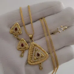 V.K.PAYAL.JEWELLERY Gold-Plated Artificial Stones Studded Pendant Set With Finger Ring-picture-24