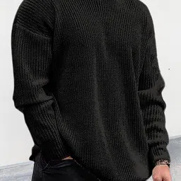 HERE&NOW Men Black Acrylic Sweaters-picture-34