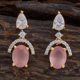 Kushal's Fashion Jewellery Rhodium-Plated Zircon Studded Teardrop Shaped Drop Earrings-picture-28
