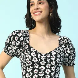 Oxolloxo Women Floral Print Sweetheart Neck Crop Top-picture-36