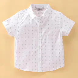 ToffyHouse 100%  Cotton Woven Half Sleeves Party Suit with Bow & Waist Coat Anchor Print - Maroon & White image 4