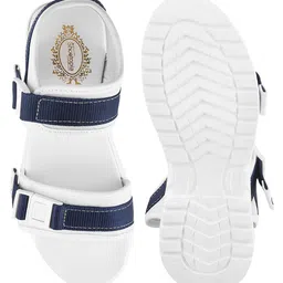 Shoetopia Solid Buckle Closure Sandals - Navy Blue image 5